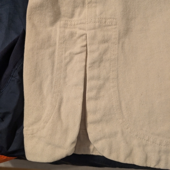 H&M Denim Midi Pinafore Dress Apron Style Cream Off-White — Coastal Summer L - Picture 4 of 6